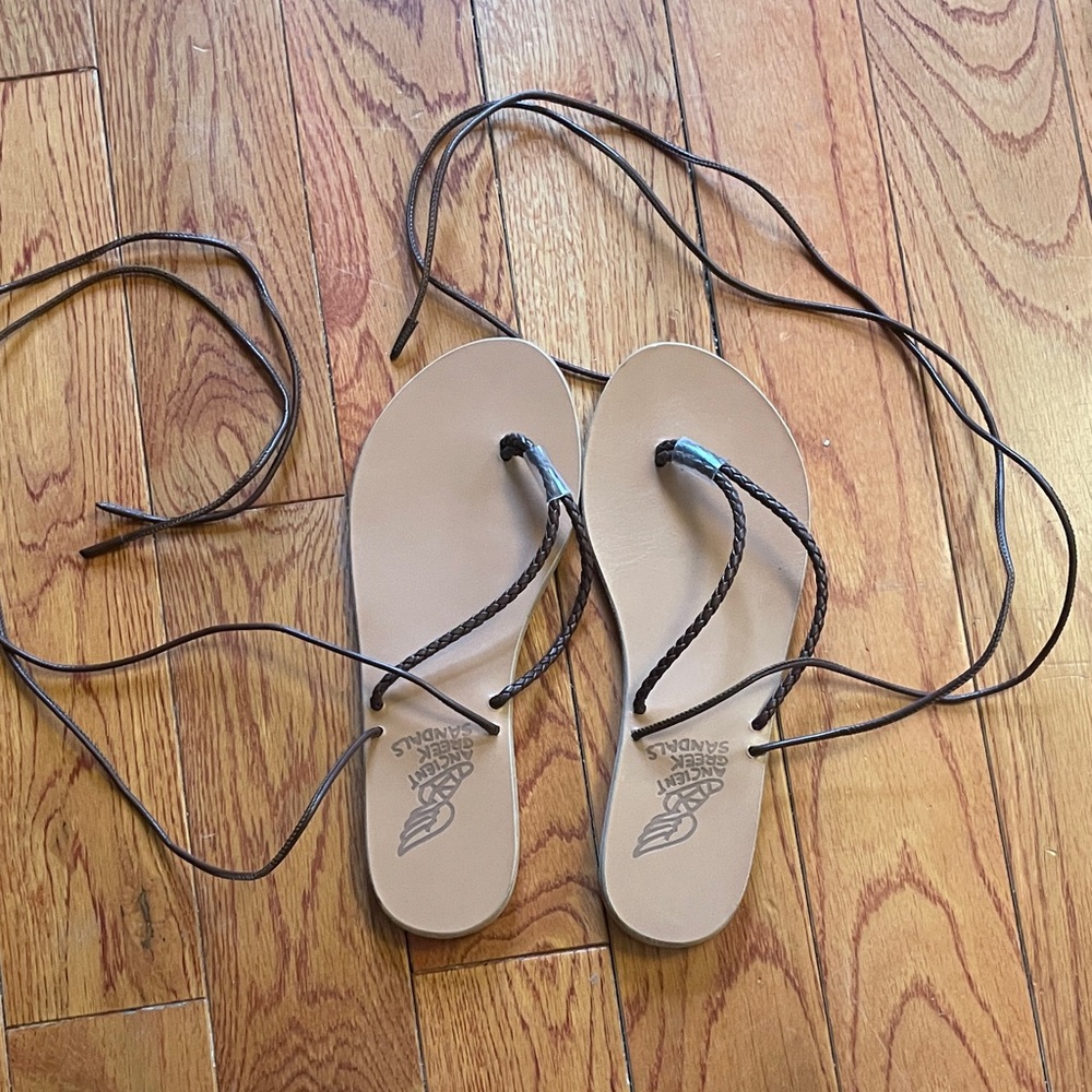 Ancient Greek Sandals Tan Leather Thong Sandals